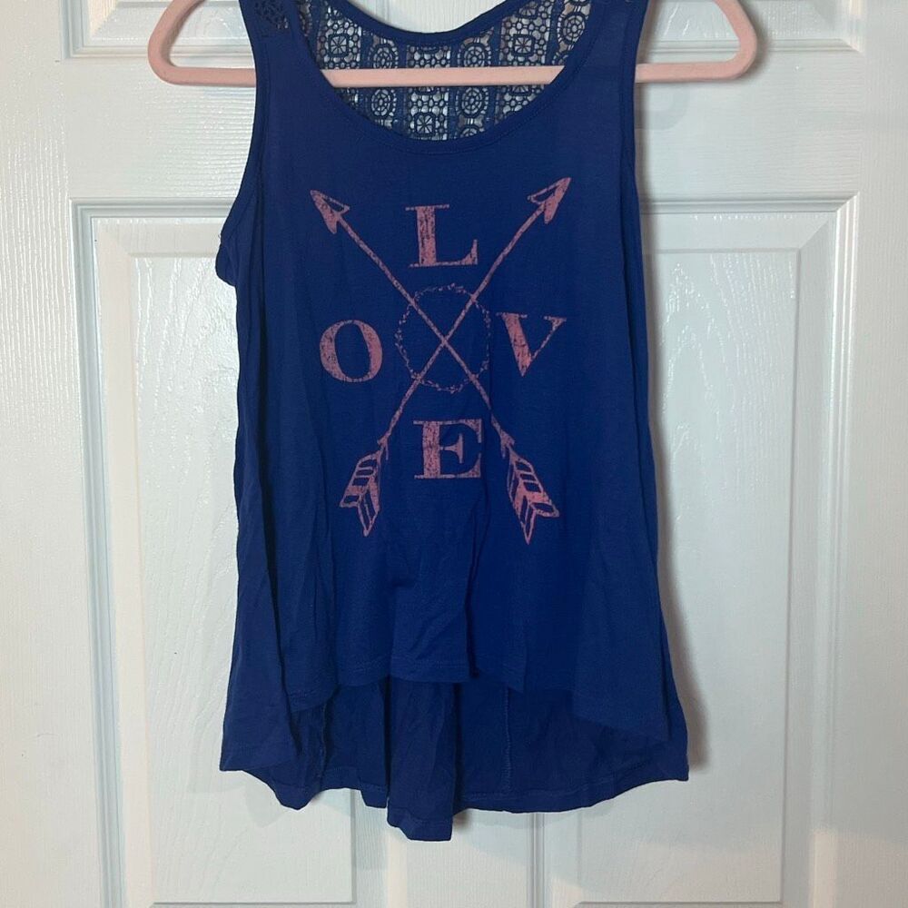 No Boundaries Blue LOVE Tank Top Size Medium